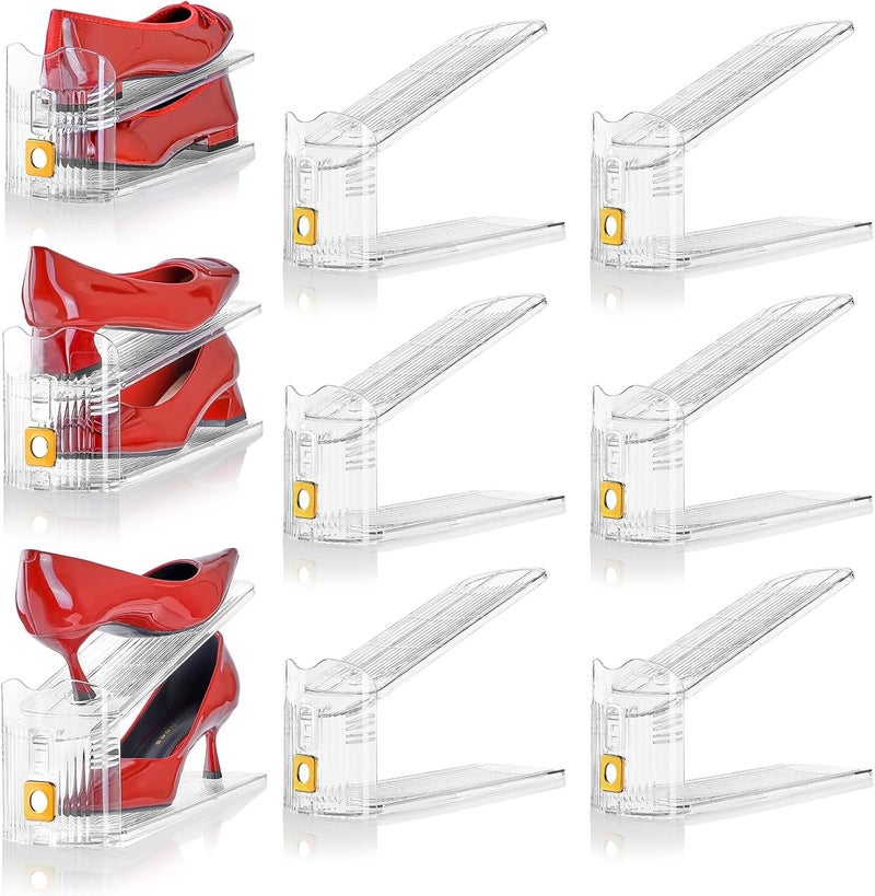 TOOKNIN Shoe Slots Organizer for Closet, 6 Pack Shoe Stacker Organizer, Shoe Storage Space Savers 50%, 3 Levels Adjustable Shoe Racks for Closet Organization - Image 1